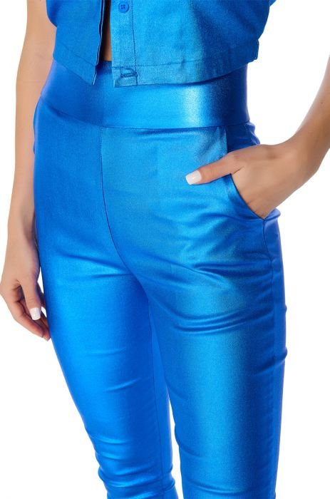 AMMO X AKIRA BIG BOOTY HIGH WAIST FAUX LEATHER PANT IN BLUE