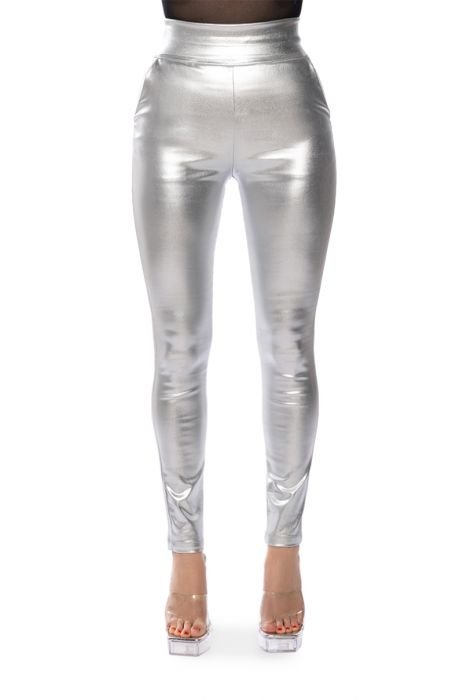 CURVY Highwaisted Foil Leggings With Side Pockets
