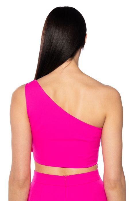 Hot Pink Fashion Clothes, Asymmetric Crop Top Pink