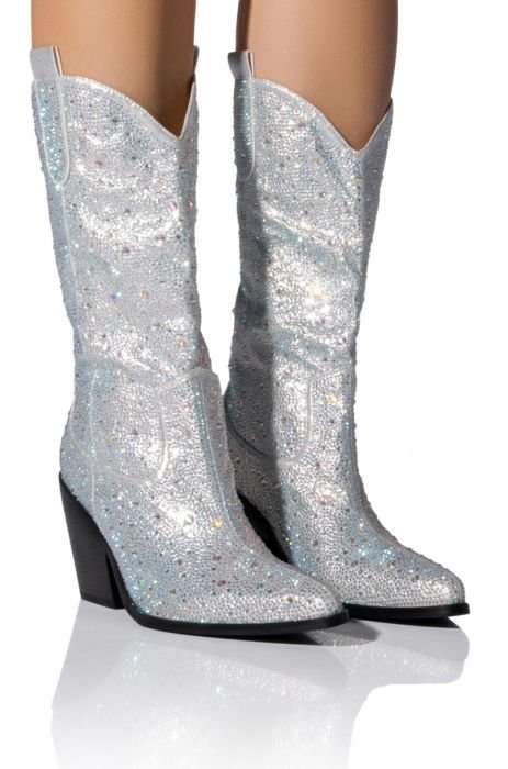 Zera Rhinestone Western Boots in Silver | Size 10 | American Threads