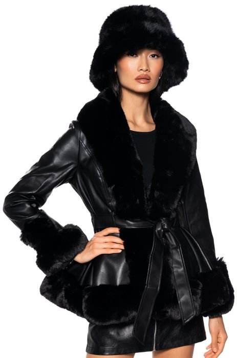 NEW-GISELE-BLK Faux Fur Jacket | Azalea Wang Black / L / Faux Fur