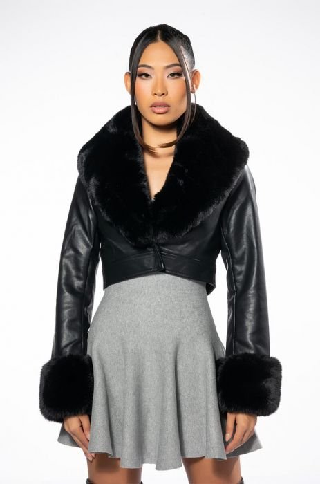 NEW-GISELE-BLK Faux Fur Jacket | Azalea Wang Black / L / Faux Fur