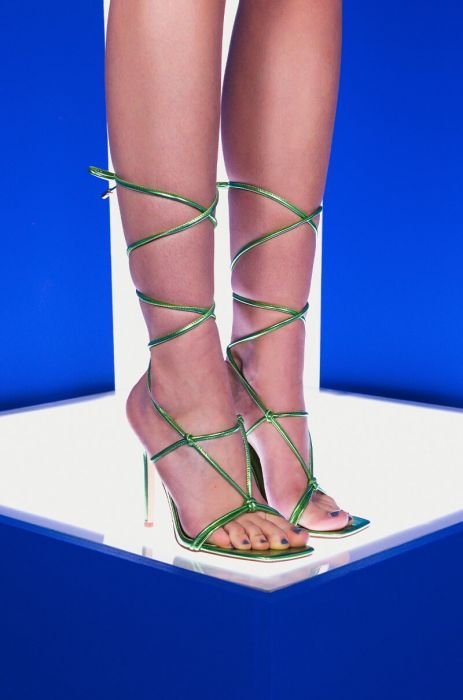 TRACY BRAIDED LACE UP SANDAL IN GREEN