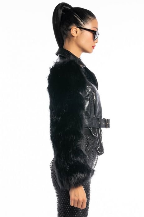 Classic Alligator Jacket with Removable Mink Collar