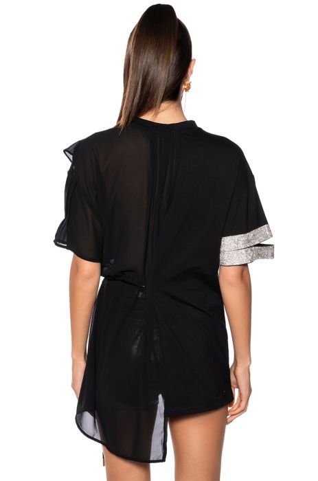 Tricotto - Fashion Model, Short Sleeve Top Black Stripes & Rhinestone  Accents at  Women's Clothing store
