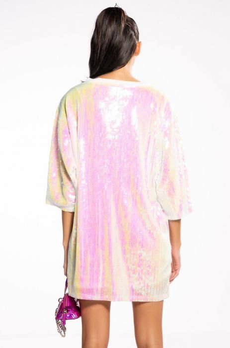 PINK SEQUIN STRIPE OVERSIZED T-SHIRT DRESS – Arelia's Dream
