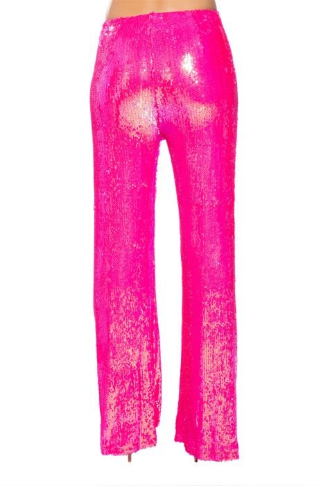 High-rise wide-leg sequined pants in pink - Halpern