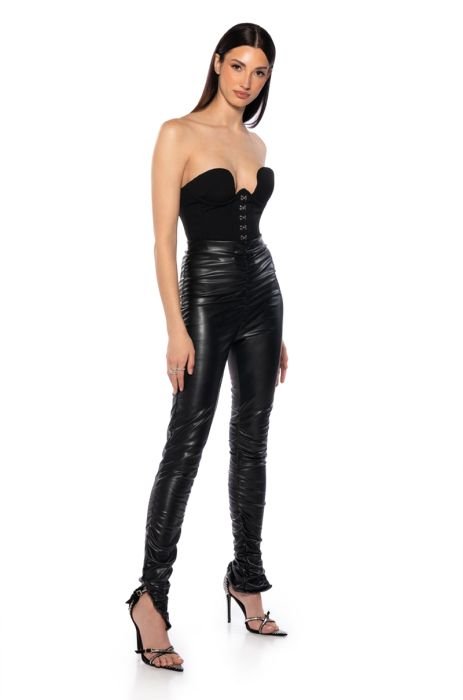 Bad Girl Faux Leather ruched Leggings