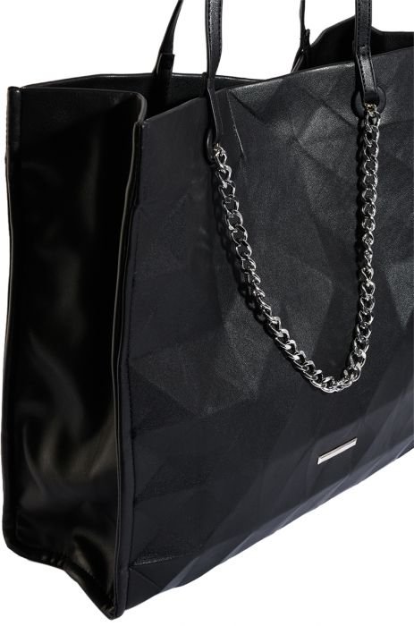 Valentino by Mario Valentino Licia quilted tote bag with chain handle  detail in black