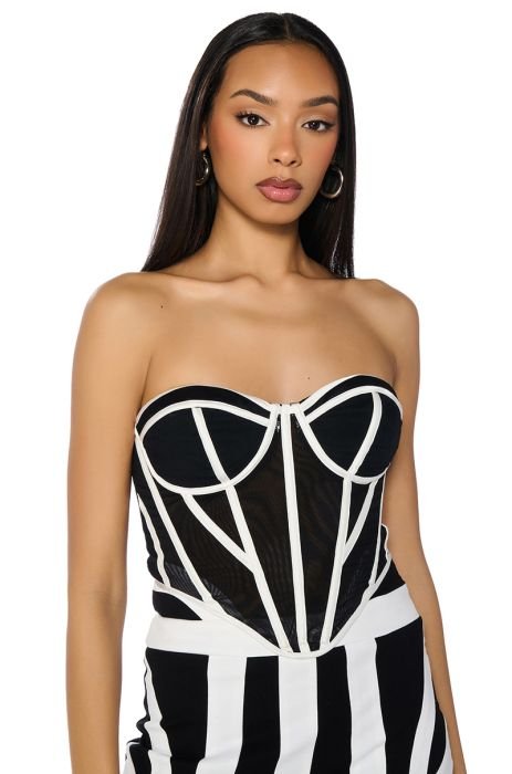 NWT Sexy CACHE White Zipper Corset Top High Quality Stretch Lined M, L XL