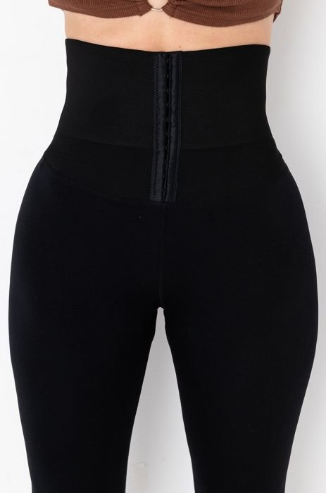 High Waist Corset Leggings With Leather Polyester Corse Belt , Yoga Tights,  Cyberpunk Clothing A0233 