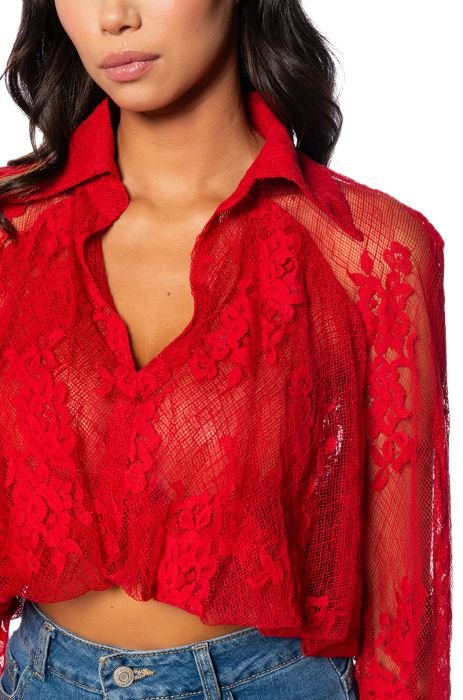 Red lace crop top - Brentiny Paris