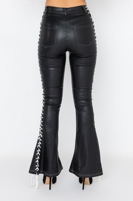 TALL** ON DUTY VEGAN LEATHER HIGH RISE FLARE PANTS BY AKIRA