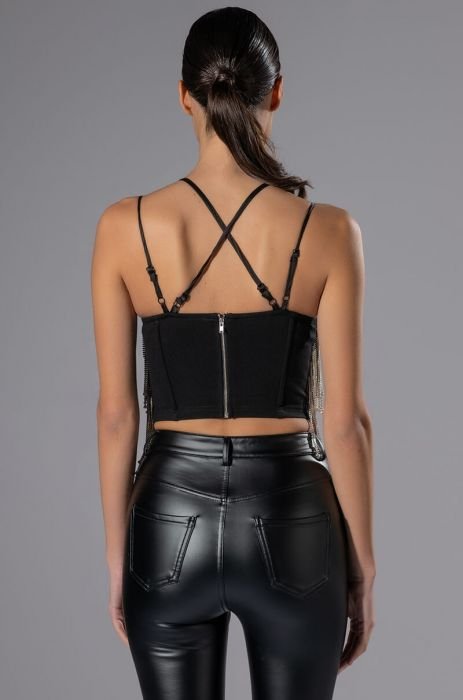 Faux Leather Strappy Crop Top
