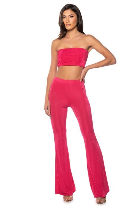 Bellella Women Capri Pants High Waist Bottoms Solid Color Palazzo Pant  Lounge Wide Leg Trousers Ladies Pink XL 