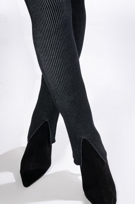 PAXTON RIBBED CROSS FRONT FLARED LEGGING IN GREY