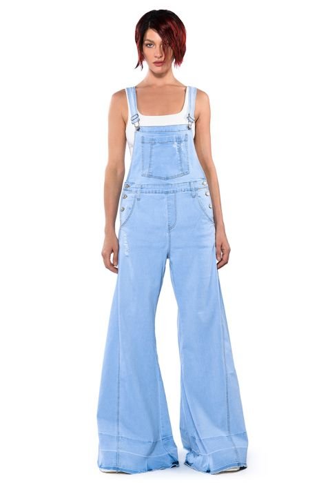 Structured Washed Denim Overalls - Luxury Pants - Ready to Wear, Women  1A9AXL