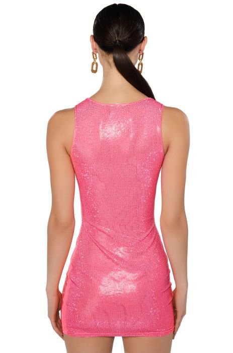 Crina Pink Rhinestone Mini Dress  Rhinestone mini dresses, Pink rhinestones,  Pink dress
