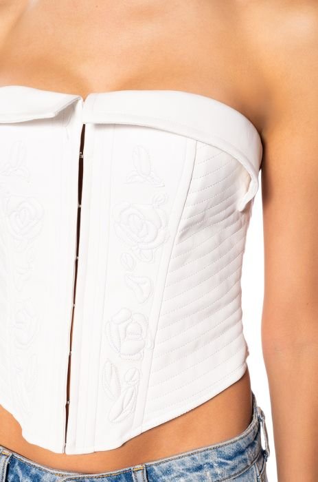 Kaytee Strapless Faux Leather Corset Top - Ivory – Girls Will Be Girls
