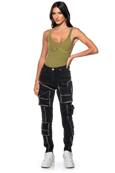 Women Edgy Relaxed Fit High Waisted Cargo Pink Camo Harem Black