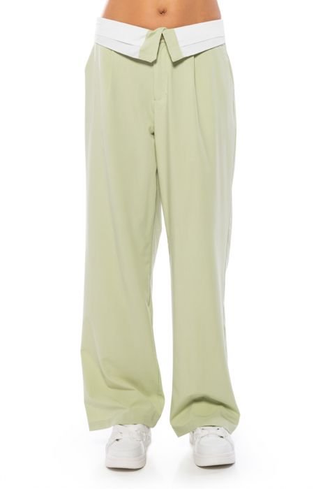 Knit Fold-Over Waist Palazzo Pants Olive - Pack of 6