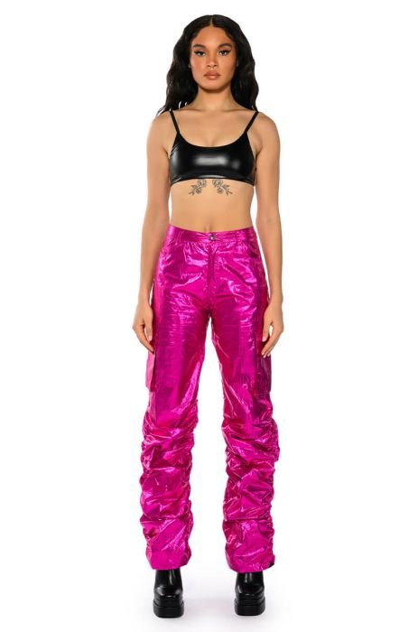 Shine Bright Metallic Pants - Pink