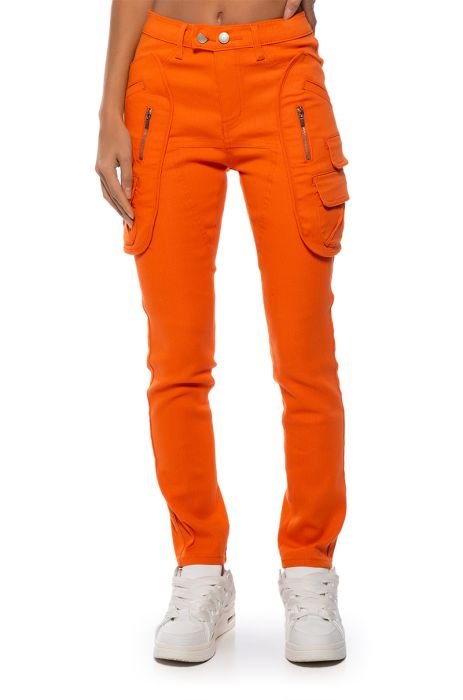 GO HARD CARGO PANEL SKINNY LEG PANT in orange