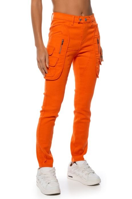 GO HARD CARGO PANEL SKINNY LEG PANT in orange