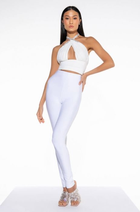 Chic Couture Online Mushira Off-White Tie-Dye Sheer Crop Top & Mesh  Leggings Set