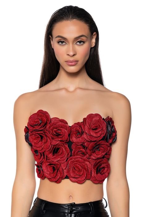 I WISH YOU WELL ROSE DETAIL CORSET TOP