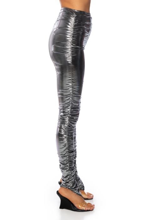 IN THE COSMOS METALLIC RUCHED LEGGING IN SILVER