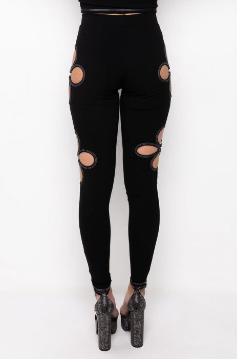 FLOWER BUD CUT OUT RIBBED LEGGING