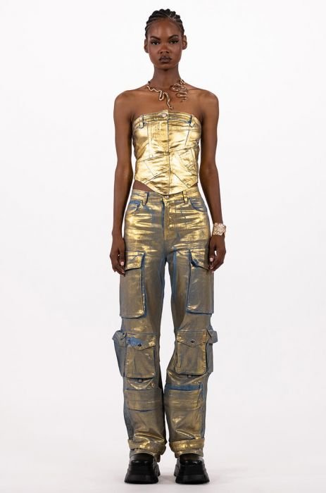 Eyes On The Prize Metallic Pants in Gold