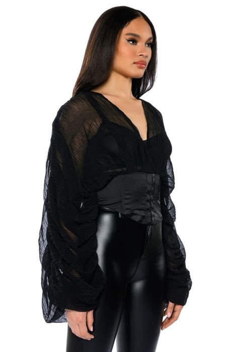 Leilani Black Corset-Style Bodysuit