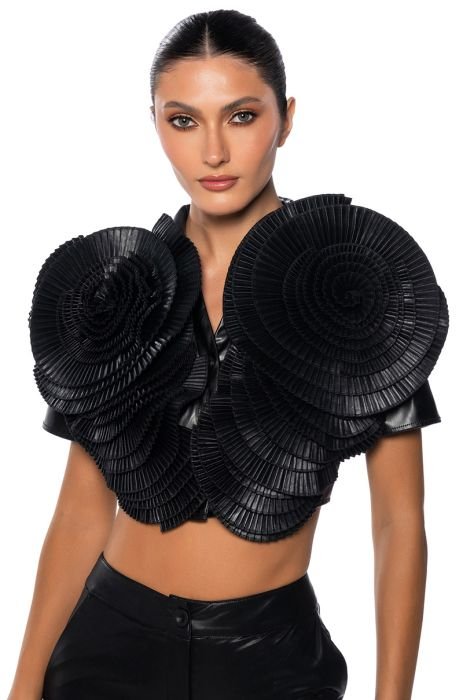 Firecracker Black Faux Leather Crop Top - band of the free