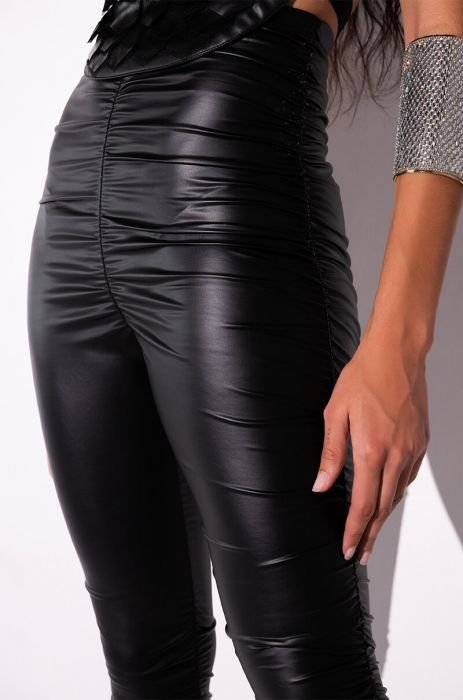 The “Faux Leather Ruched” Leggings