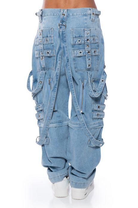 Buy Men's Heft Sky Blue Cargo Baggy Jeans Online