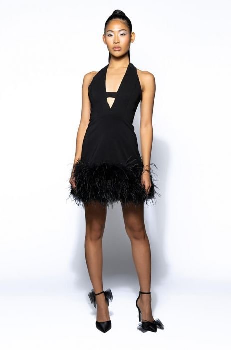 Milly Women's Rosette Feather-Trim Minidress - Black - Size Small