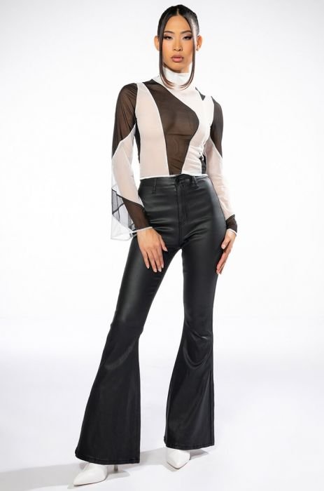 TALL** ON DUTY VEGAN LEATHER HIGH RISE FLARE PANTS BY AKIRA