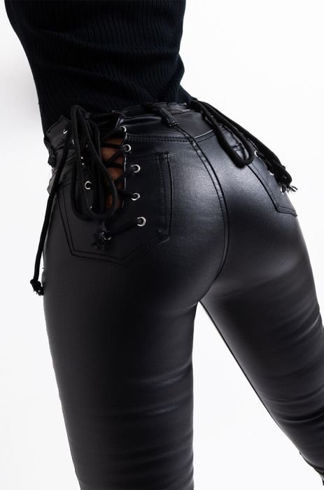 Lace Up Leather Pants - Lace Up Leather Leggings