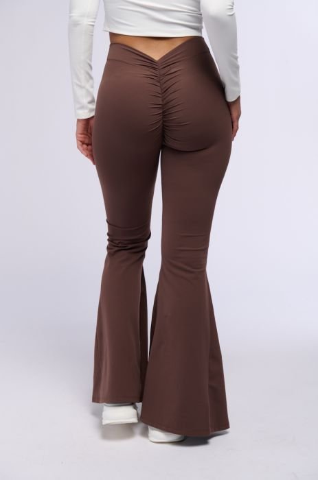 Brown Ruched Top + Flared Trouser Co-ord 7204 - No Angel