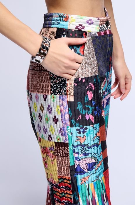 Mahalo Wide Leg Pant In Multi Patchwork Print – St Frock