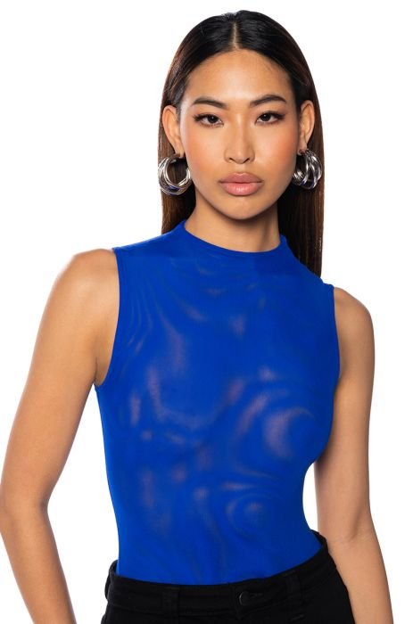 Quinn Royal Blue Sleeveless Slinky Bodysuit