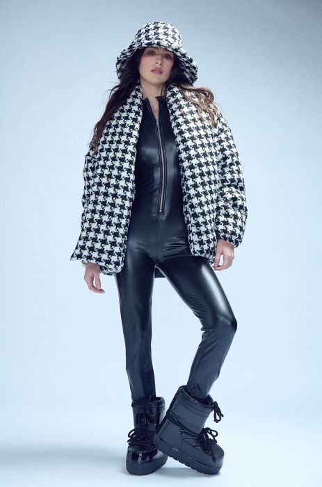 On The Way Houndstooth Puffer Jacket • Impressions Online Boutique