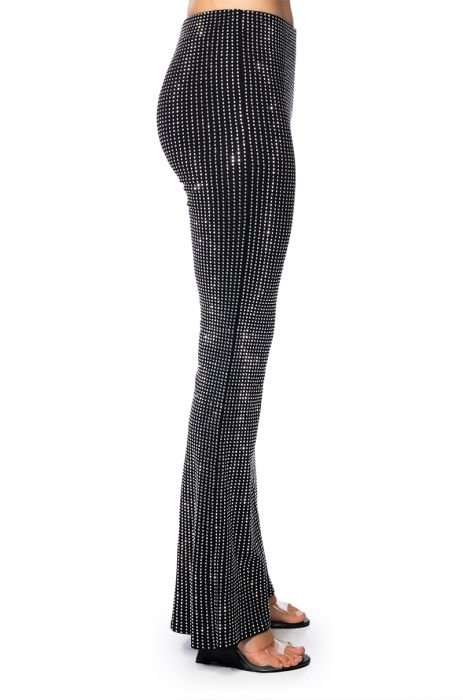 SHOW OUT RHINESTONE FLARE PANT in black silver