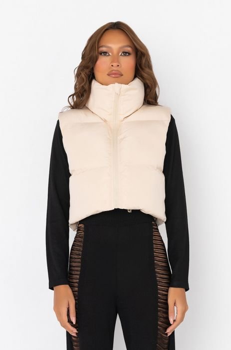 Cropped Puffer Vest (with hidden hoodie) – Thesierrapeakboutique