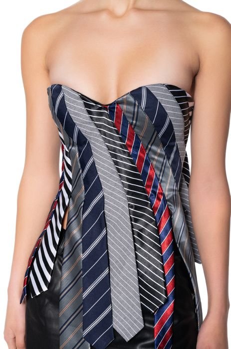 STRICTLY BUSINESS TIE DETAIL CORSET TOP