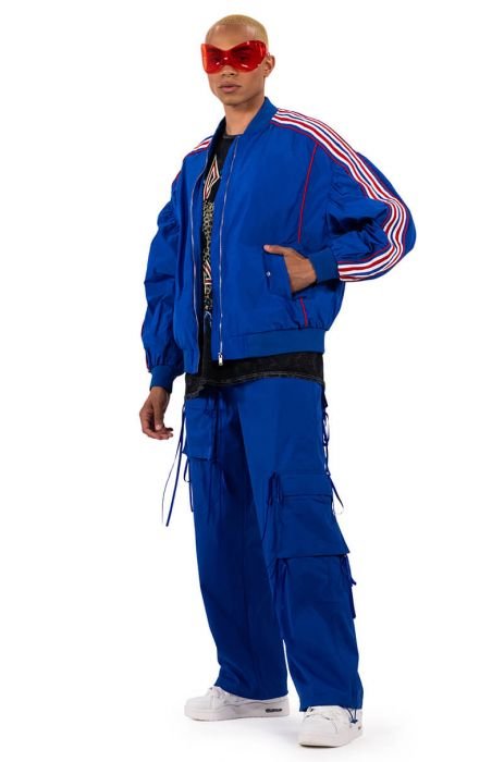 TALK OF THE TOWN ASYMMETRICAL CARGO PANT in ROYAL BLUE