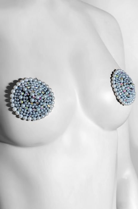 The QUEEN - Pearl and Rhinestone Nipple Pasty, Covers (2pcs) for