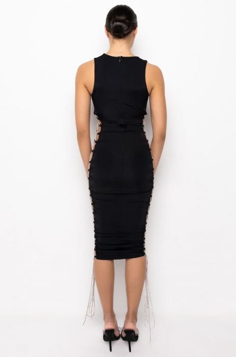 WHAT YOU WANT MIDI DRESS WITH SIDE LACE UP
